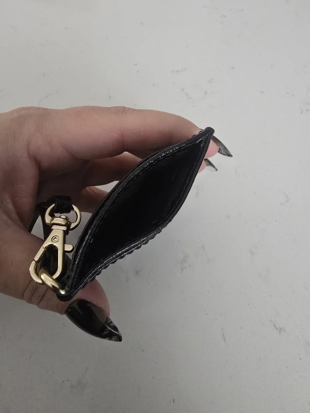 Michael Kors Black Patent Card Case with Gold Plate and Wristlet